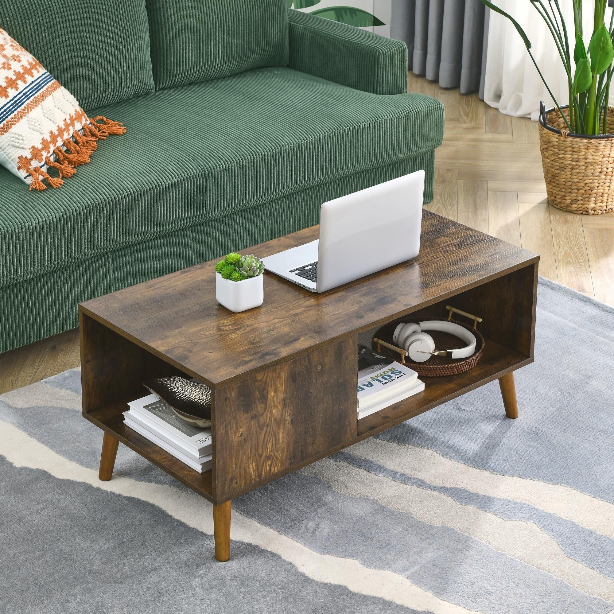 Stylish Coffee Table With Open Storage Shelf For Living Room Decor – On  Sale – Bed Bath & Beyond – 38423210 Inside Coffee Tables With Open Storage Shelves (View 10 of 15)