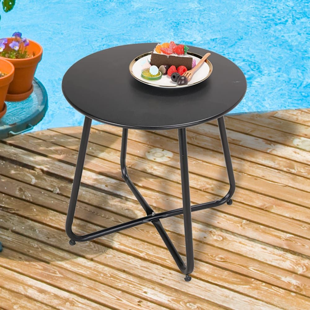 Sunrinx Round Outdoor End Table 17.75 In W X 17.75 In L In The Patio Tables  Department At Lowes Regarding Round Steel Patio Coffee Tables (Photo 10 of 15)