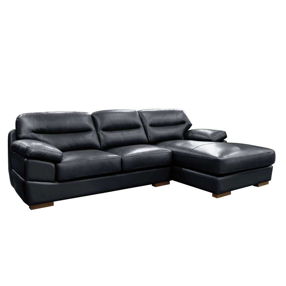 Sunset Trading – Jayson 115" Wide Top Grain Leather Sofa With Chaise Black  Right Facing Chofa Oversized Couch Sectional – Su Jh80 155sp Inside Right Facing Black Sofas (View 12 of 15)