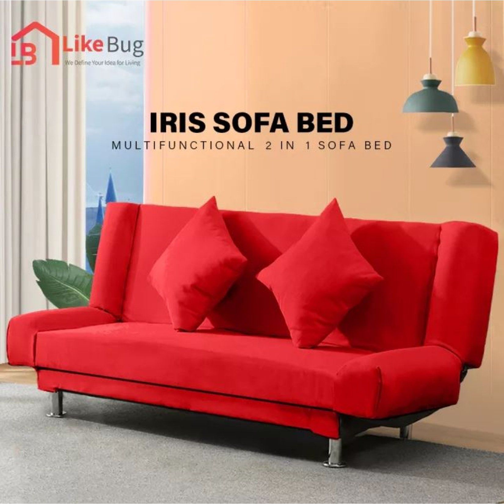 Sunway Emall | Your Favourite Mall Is Now Online | Kenzzo: Iris Durable Foldable  2 In 1 Sofa Bed (2 Seater/ 3 Seater) (red/brown/stripe) Sunway Emall | Your  Favourite Mall Is Now Online | Pertaining To 2 In 1 Foldable Sofas (Photo 14 of 15)