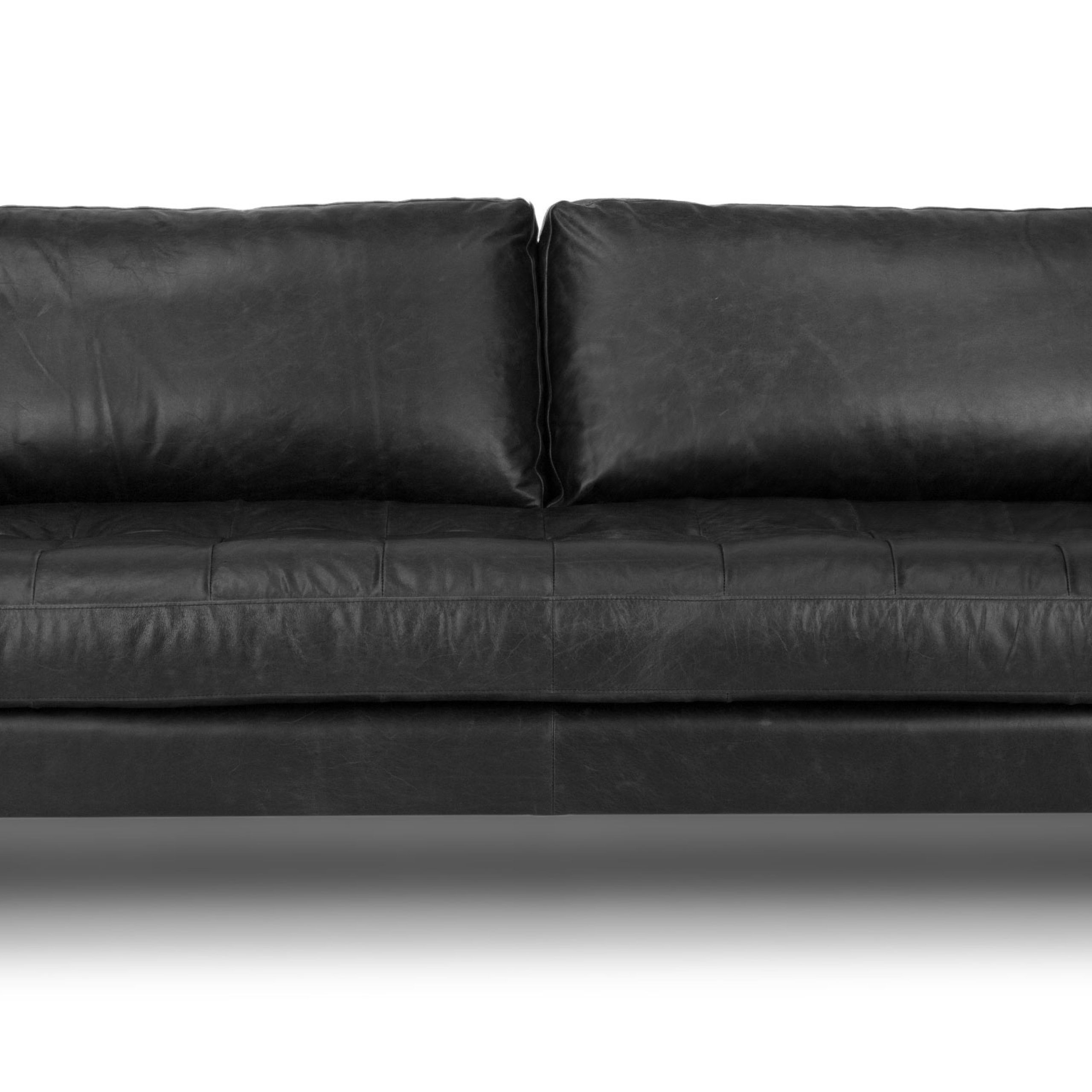 Sven Walnut & Oxford Black Leather 3 Seater Sofa | Article Intended For Sofas In Black (View 15 of 15)