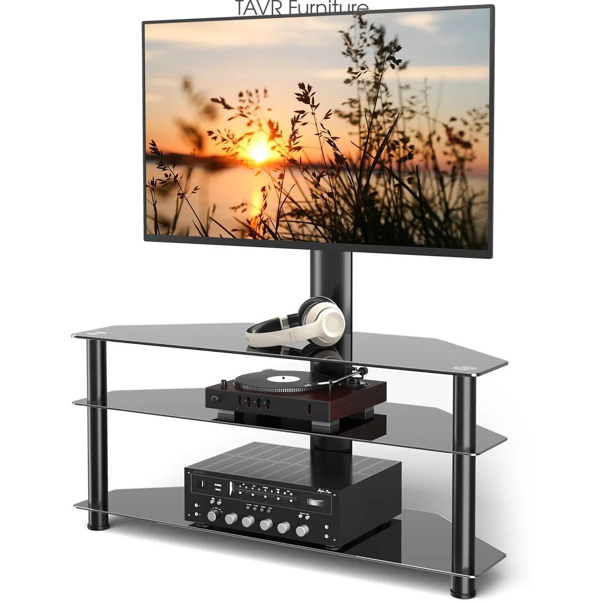 Swivel Corner Tv Stand With Height Adjustable Mount For 32 65" Flat Screen  Tv | Ebay For Stand For Flat Screen (View 6 of 15)