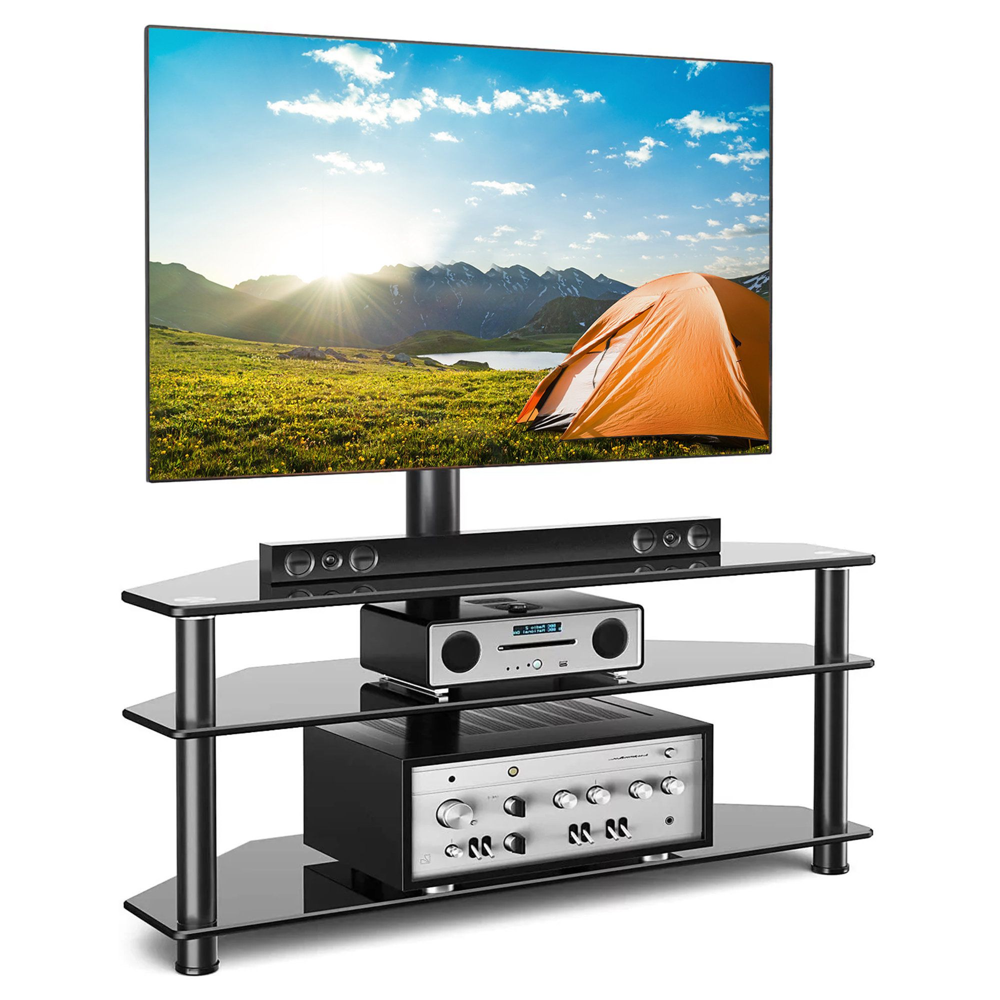 Symple Stuff Dmitrijus 3 Tier Multi Function Tv Stand For 32 65 Inch Tvs |  Wayfair Intended For Tier Stands For Tvs (Photo 7 of 15)
