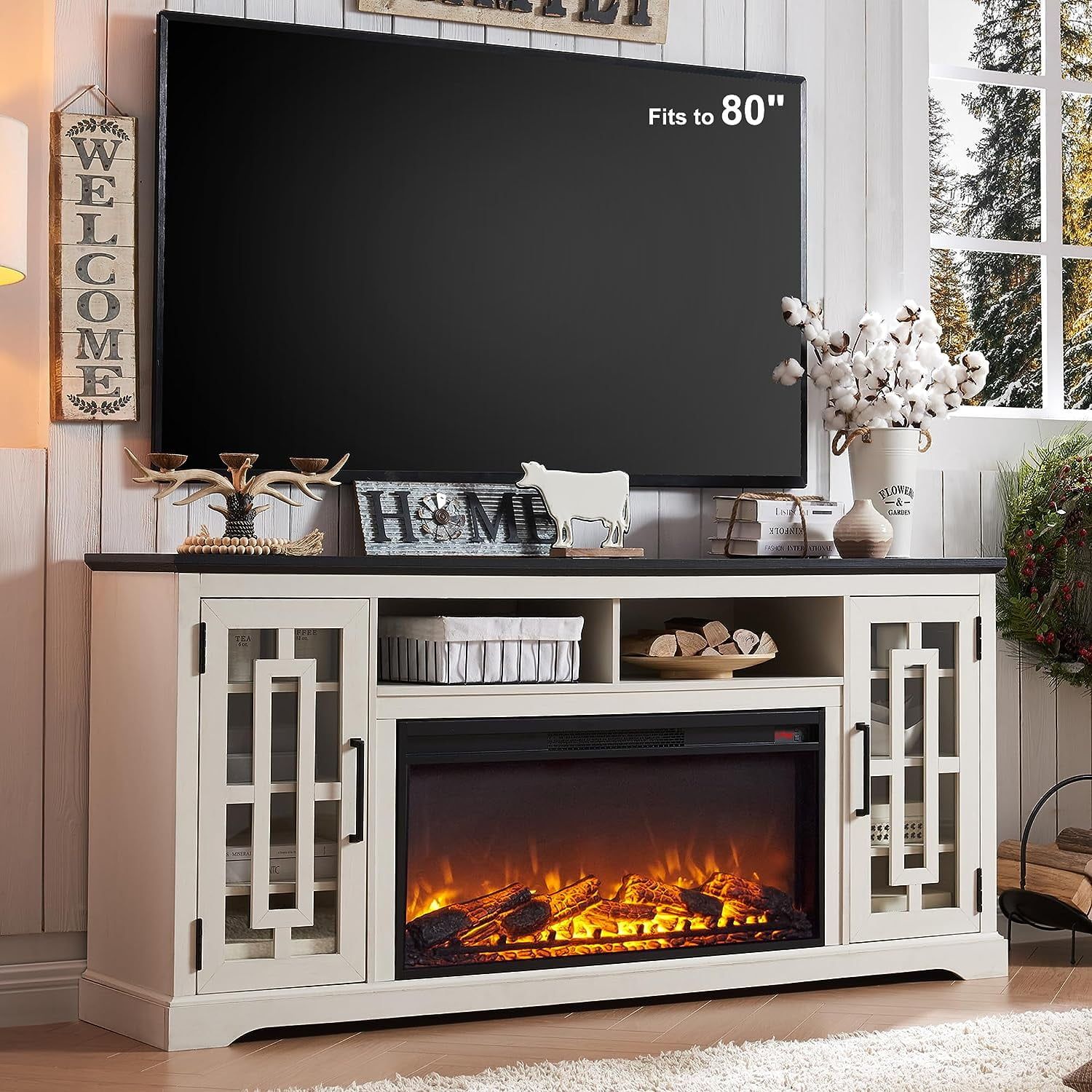 Featured Photo of 2024 Popular Wood Highboy Fireplace Tv Stands