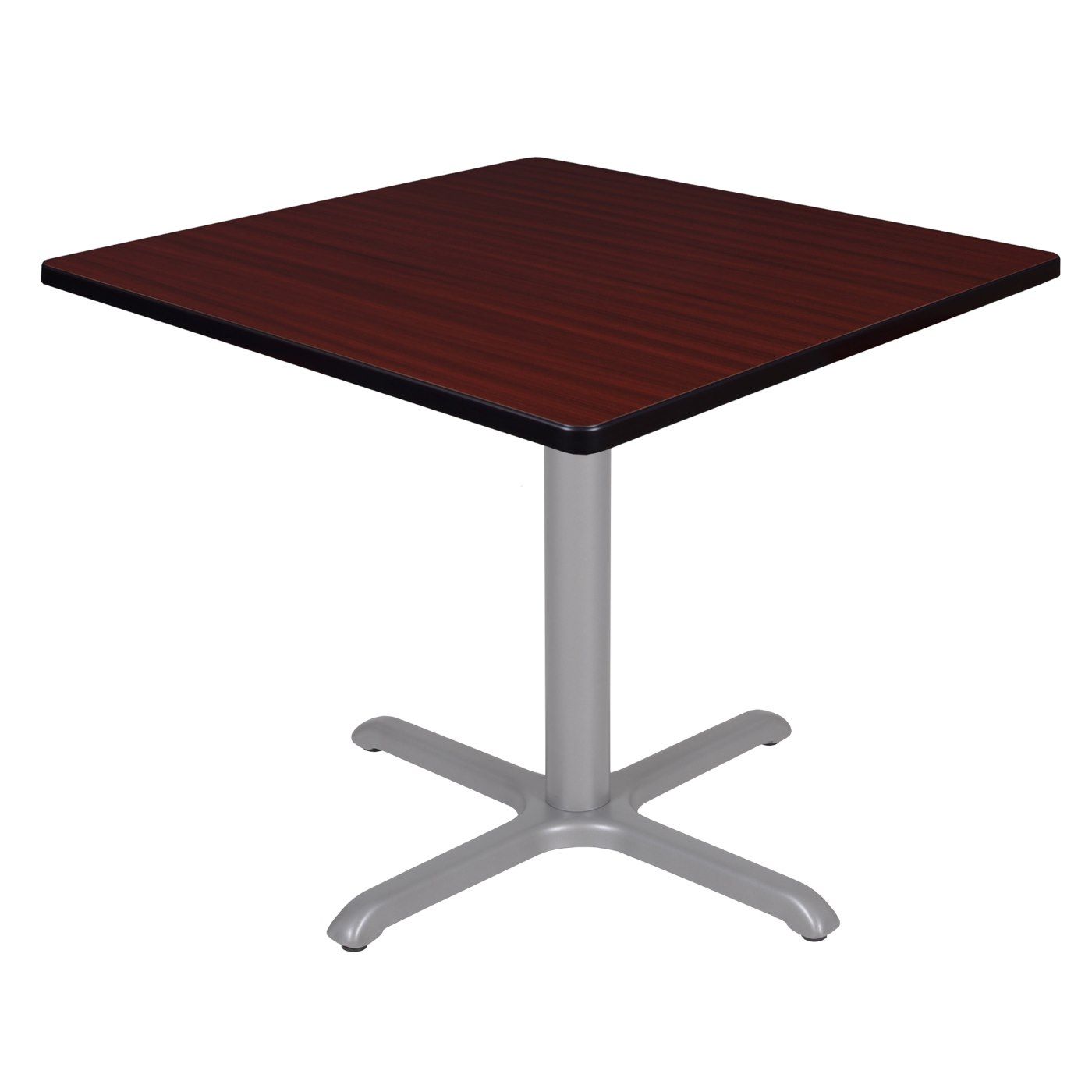 Tb4242mhgy | Regency Cain 42 In. Medium Square X Base Breakroom Table   Mahogany Top, Grey Legs | Free Shipping! With Regency Cain Steel Coffee Tables (Photo 9 of 15)