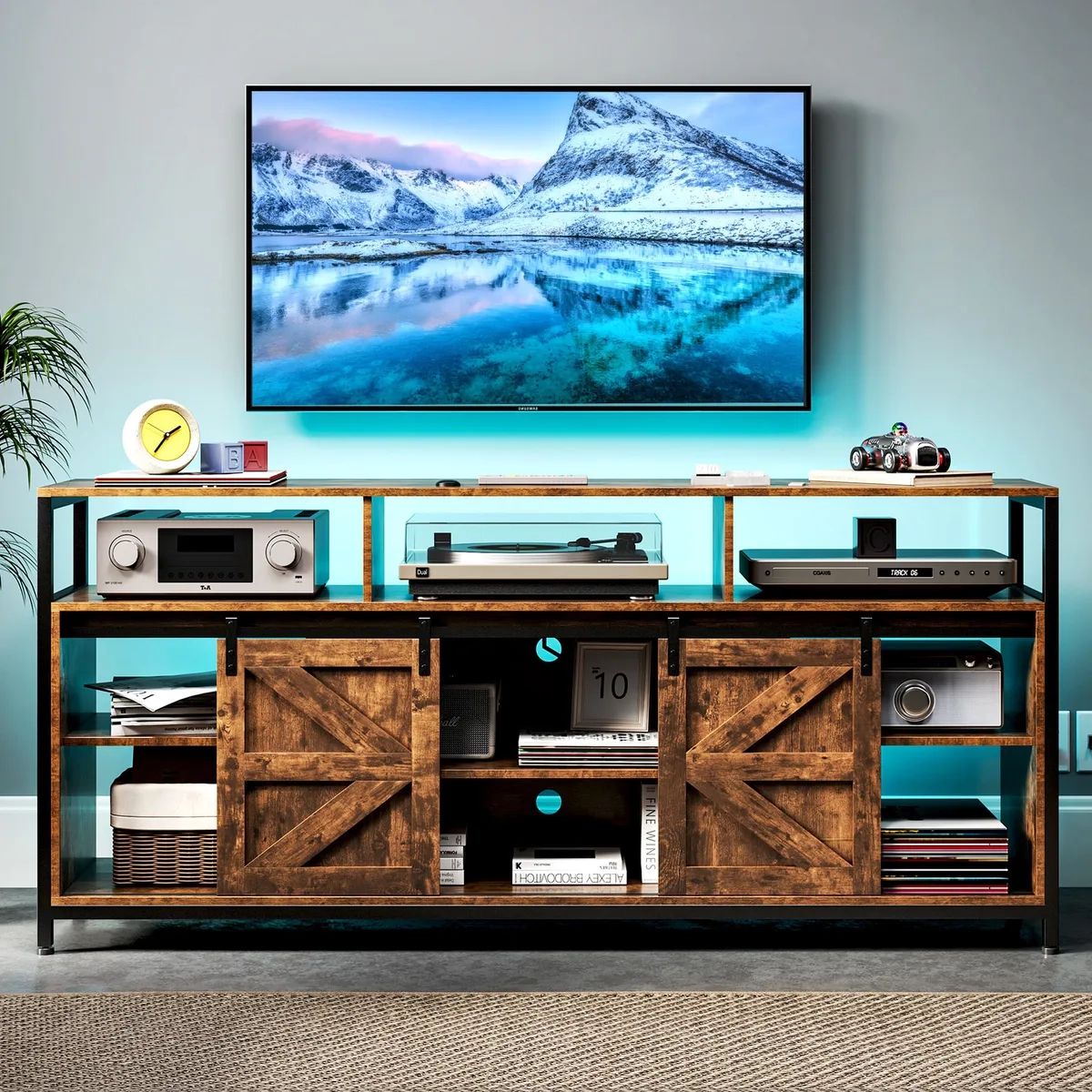Tc Homeny Tv Stand With Power Station + Rgb Led Tv Cabinet Entertainment  Center | Ebay Within Rgb Tv Entertainment Centers (View 4 of 15)
