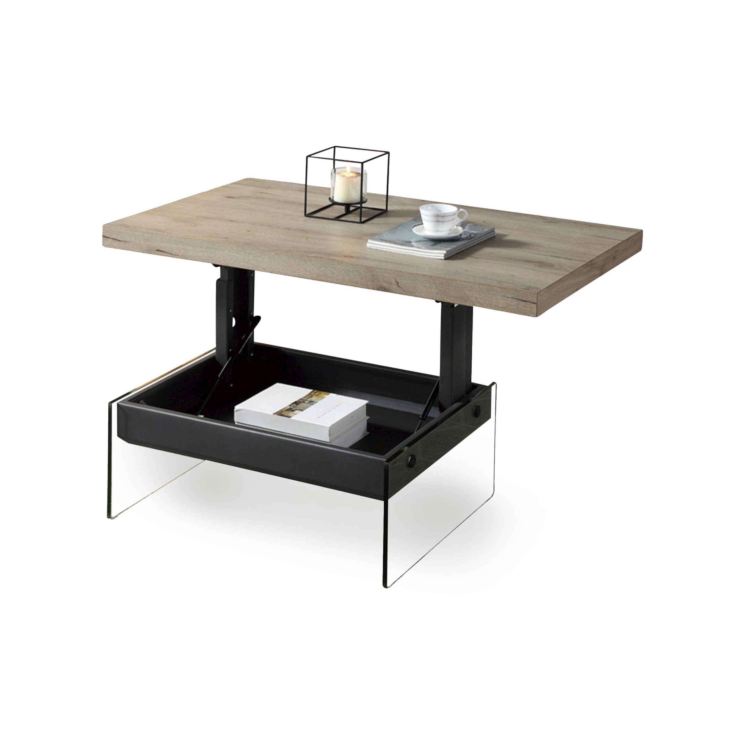The Cadence L: Wood Lift Top Table With A Glass Base – Expand Furniture –  Folding Tables, Smarter Wall Beds, Space Savers For Glossy Finished Metal Coffee Tables (View 14 of 15)
