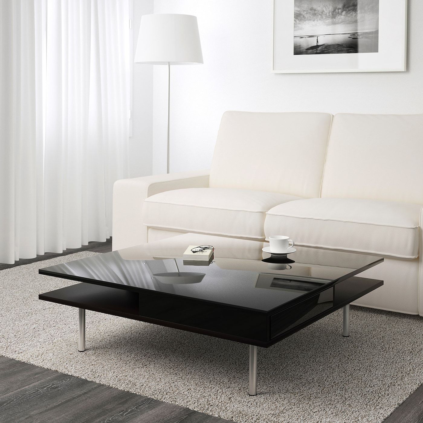 Tofteryd Coffee Table, High Gloss Black, 95x95 Cm – Ikea With High Gloss Black Coffee Tables (View 15 of 15)
