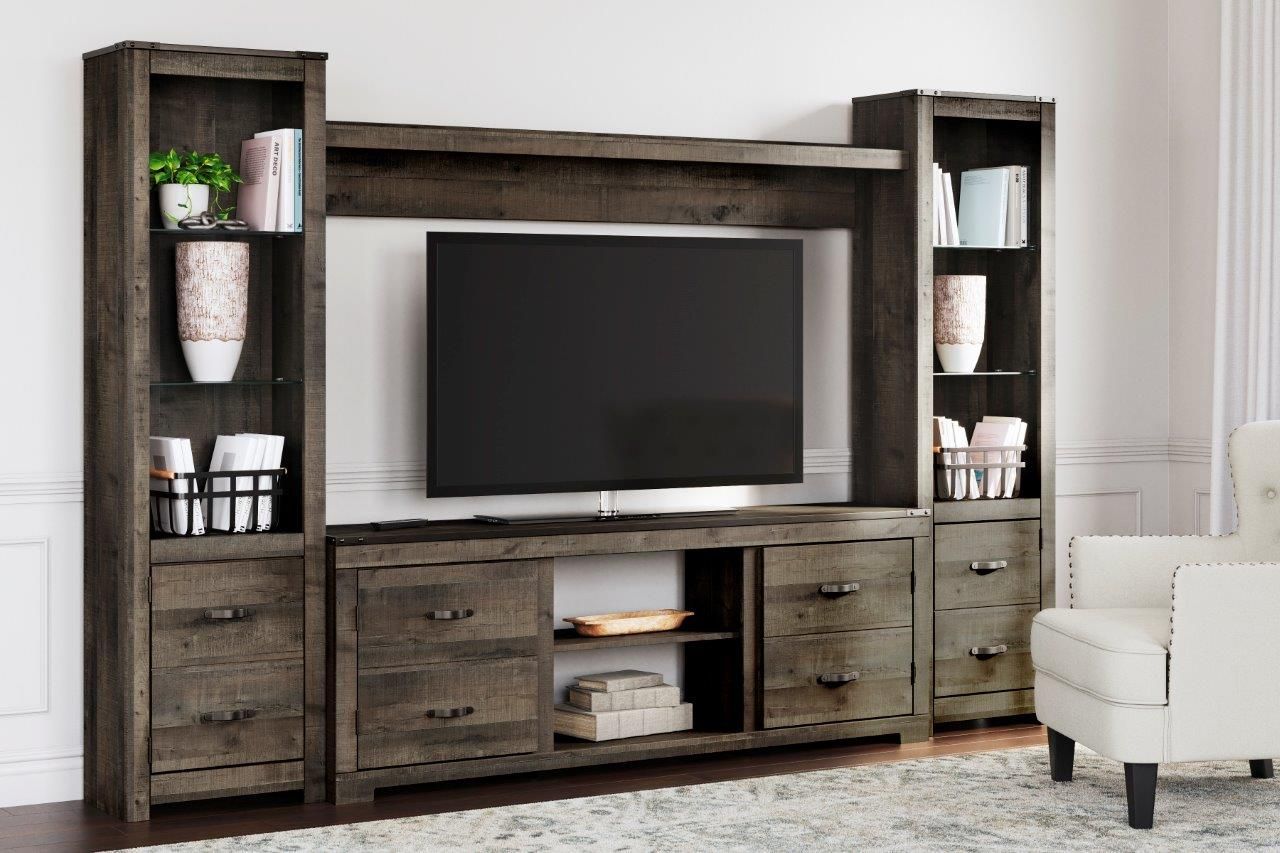 Trinell Brown 4 Piece 113 Inch Entertainment Centerashley Furniture |  1stopbedrooms With Regard To Entertainment Units With Bridge (View 14 of 15)