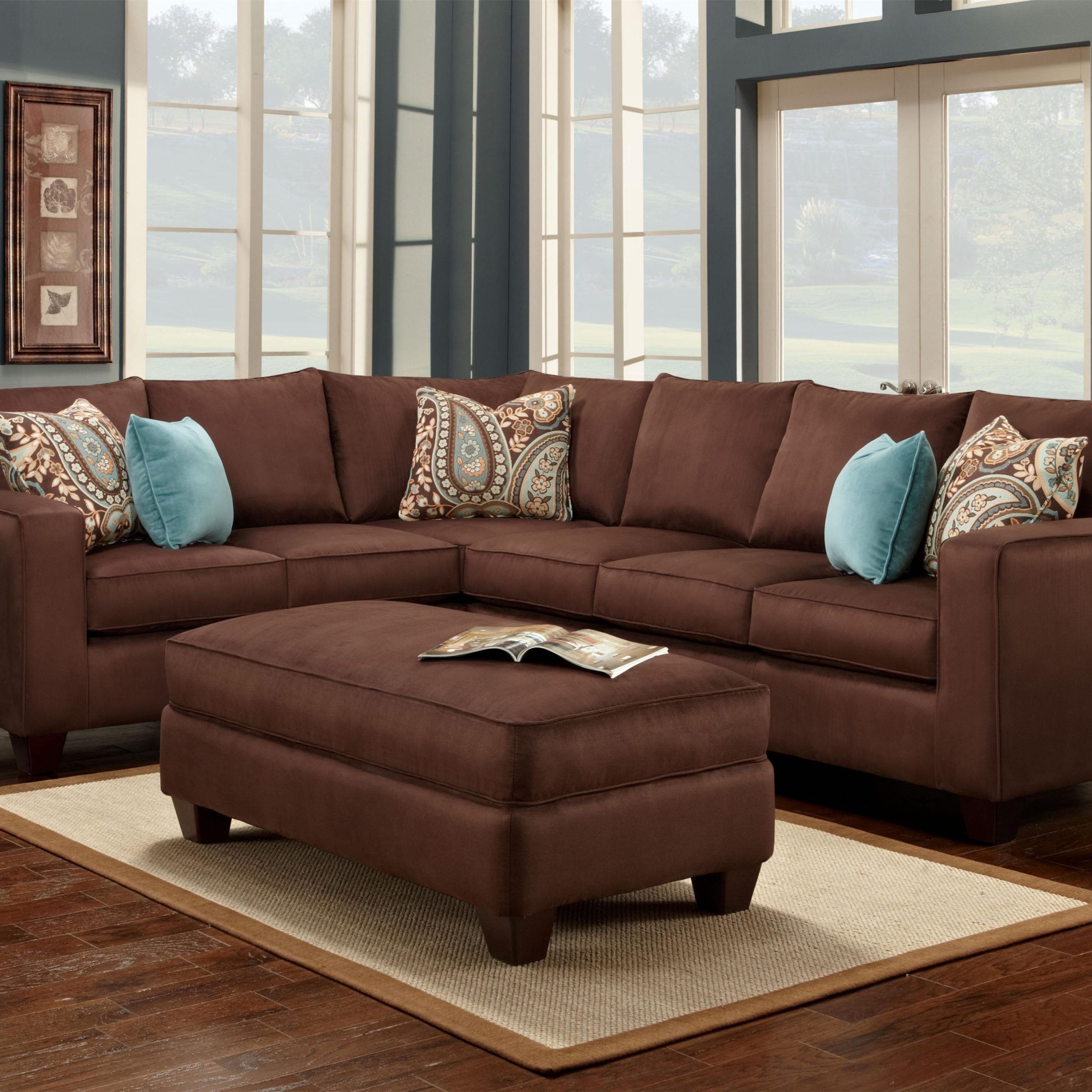 Turquoise Is A Great Accent Color To Chocolate Brown! #accent #pillows #sofa  | Brown Living Room Decor, Brown Couch Living Room, Brown Sofa Living Room With Sofas In Chocolate Brown (Photo 1 of 15)