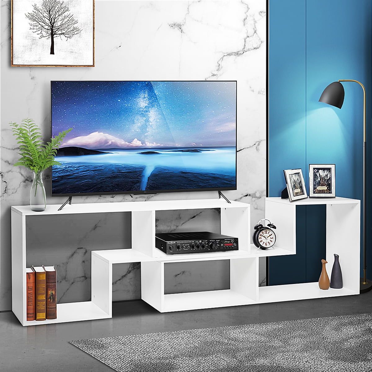 Tv Stand For 40'' – 80'' Tvs Diy Convertible Storage Bookcase Shelf Modern  Entertainment Center For Tvs Media Console Tv Cabinet For Video Gaming  Movies – Walmart For Modern Stands With Shelves (Photo 7 of 15)