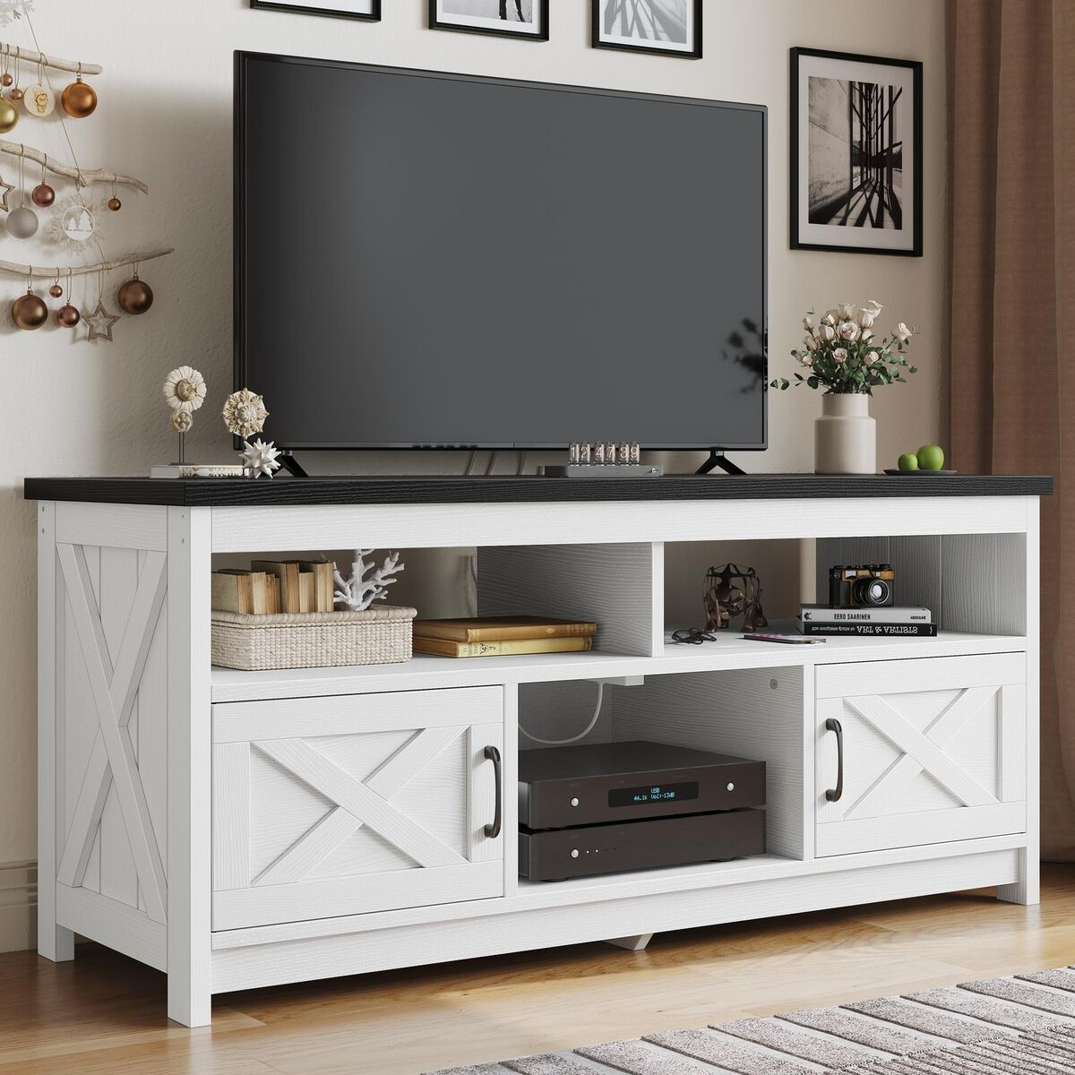 Tv Stand For 65 Inch Entertainment Center With Power Outlets Media Console  Table | Ebay Intended For Media Entertainment Center Tv Stands (View 11 of 15)