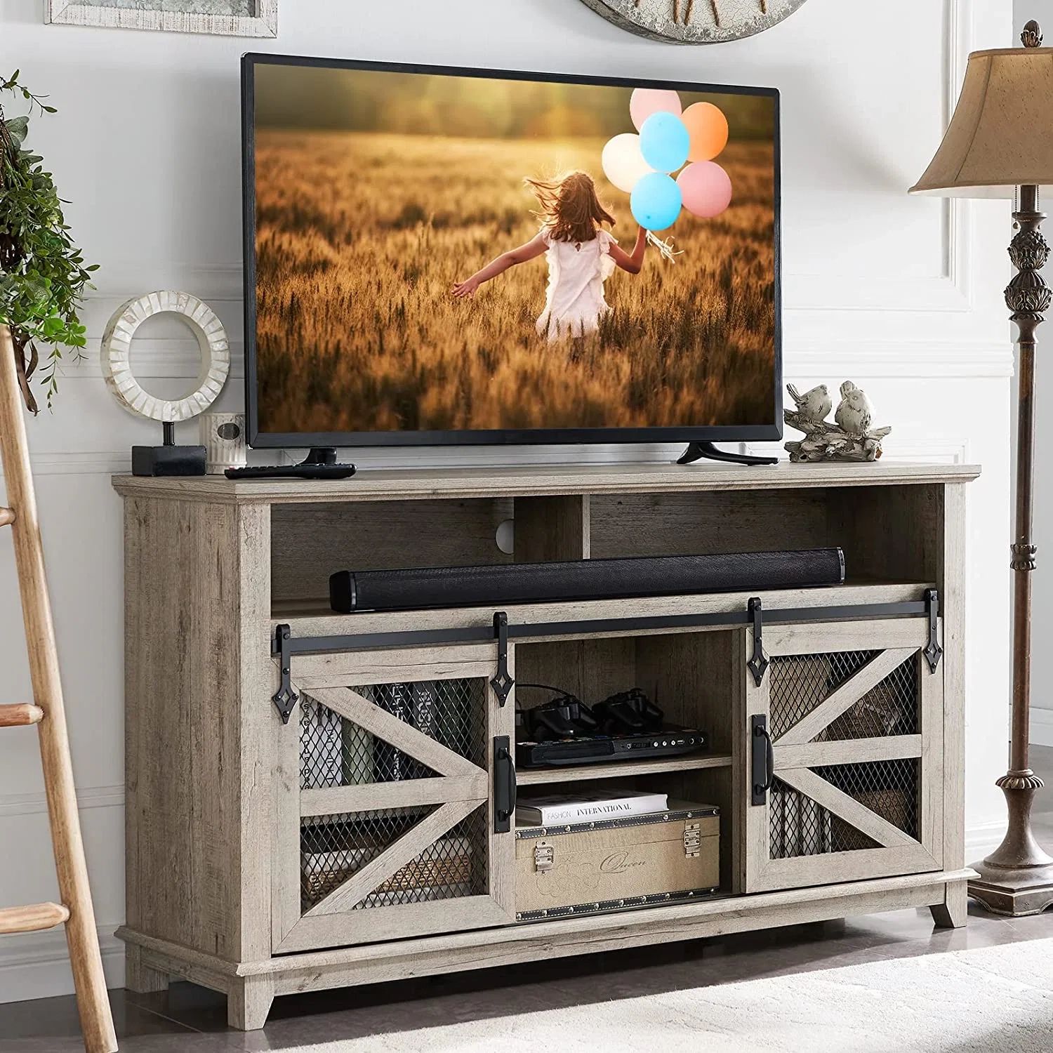 Tv Stand For 65+ Inch Tv, Industrial & Farmhouse Media Entertainment Center  W/sliding Barn Door, Rustic Tv Console Cabinet W/adjustable Shelves For  Living Room – China Tv Console Cabinet, Tv Cabinet | With Regard To Media Entertainment Center Tv Stands (Photo 15 of 15)