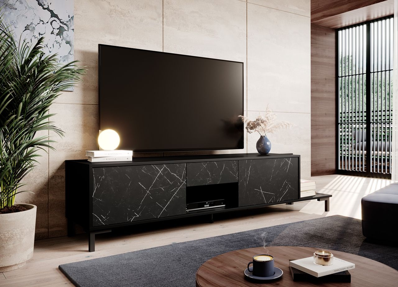 Tv Stands: Tv Stand Marmo Black / Black Marble Throughout Black Marble Tv Stands (Photo 3 of 15)