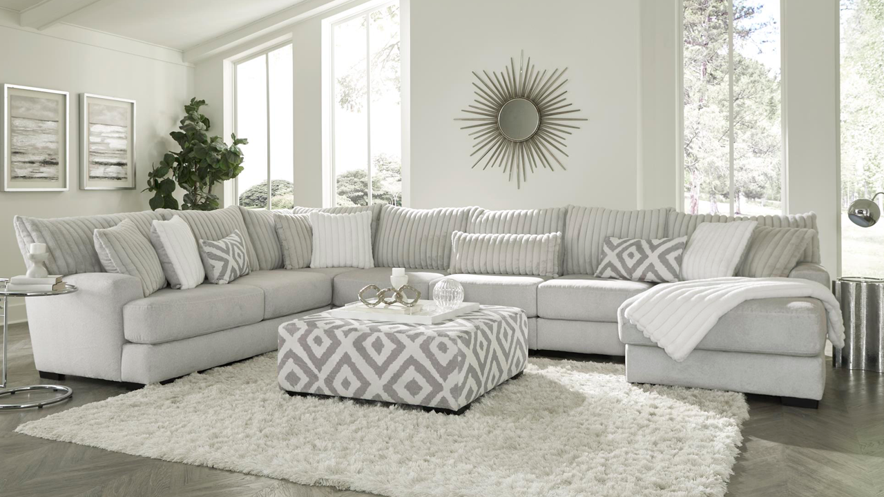 Tweed Large Sectional Sofa With Chaise – Light Gray | Home Furniture Inside Sofas In Light Gray (Photo 1 of 15)