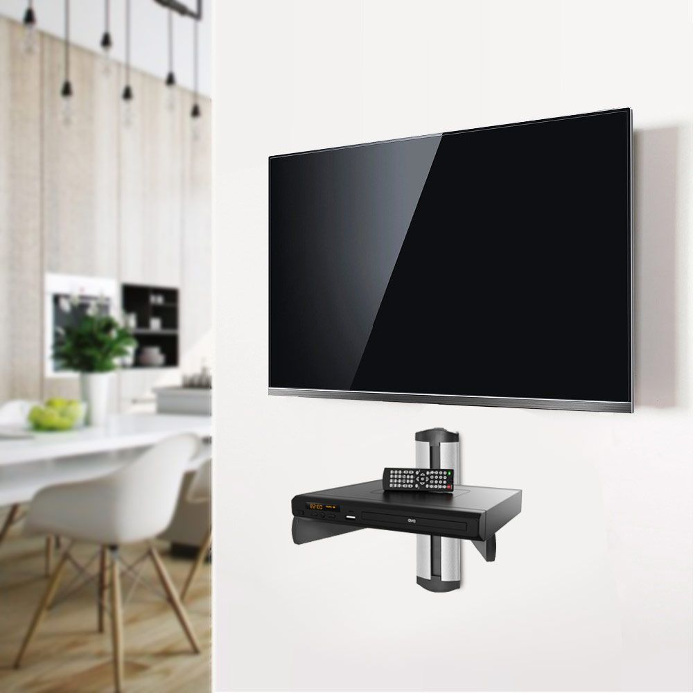 Universal Adjustable Dvd/set Top Box Silver/black Wall Mount For Top Shelf Mount Tv Stands (Photo 7 of 15)