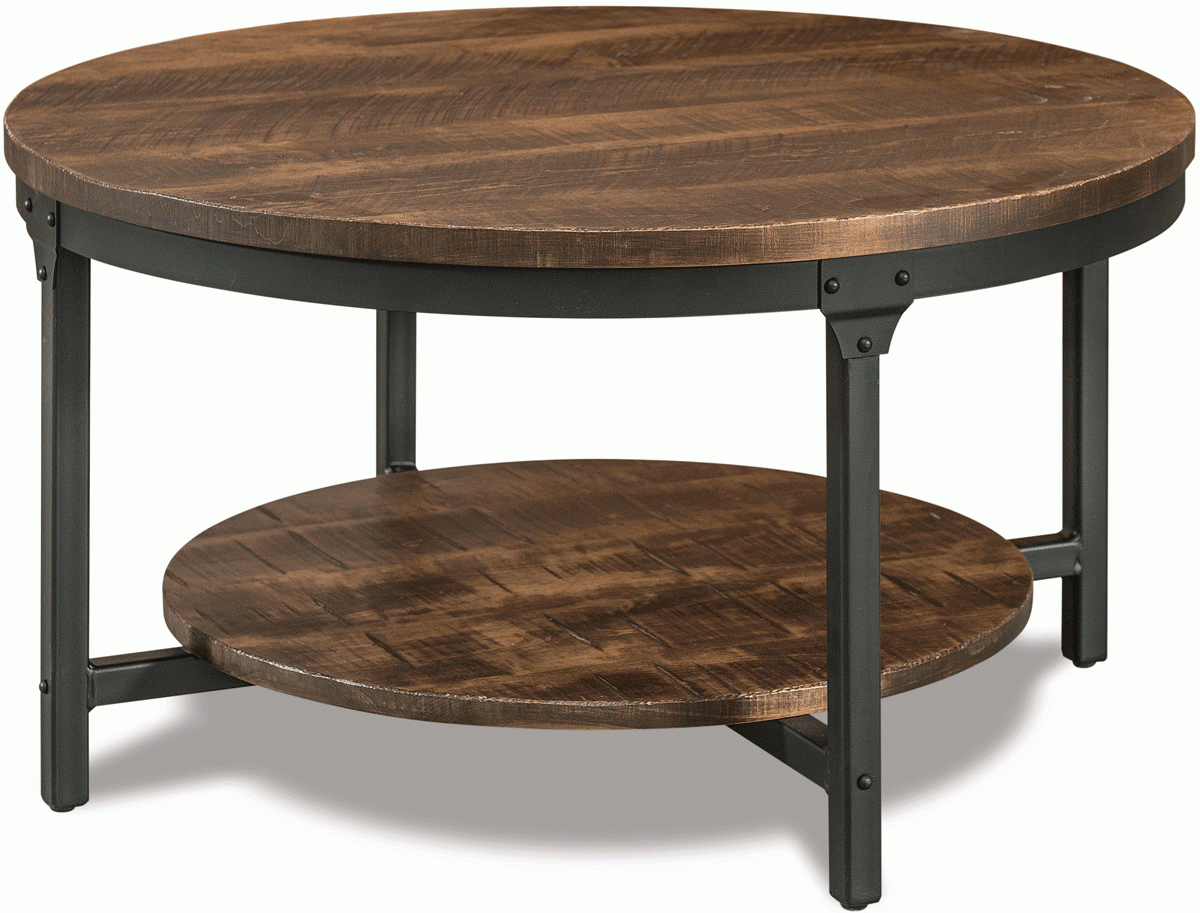 Up To 33% Off Houston 38" Round Rustic Coffee Table In Brown Maple | Solid  Wood Amish Furniture Throughout Brown Rustic Coffee Tables (View 12 of 15)