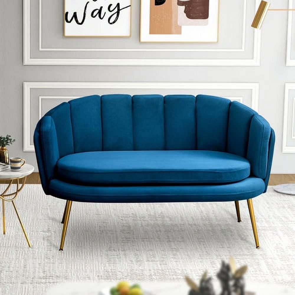 Velvet Loveseat Sofa, Modern 2 Seater Sofa With Gold Legs,comfy Upholstered Small  Love Seat Couch, Flower Shaped Back For Living Room Bedroom, Office,  Apartment, Small Space,black – Walmart Regarding Small Love Seats In Velvet (View 2 of 15)