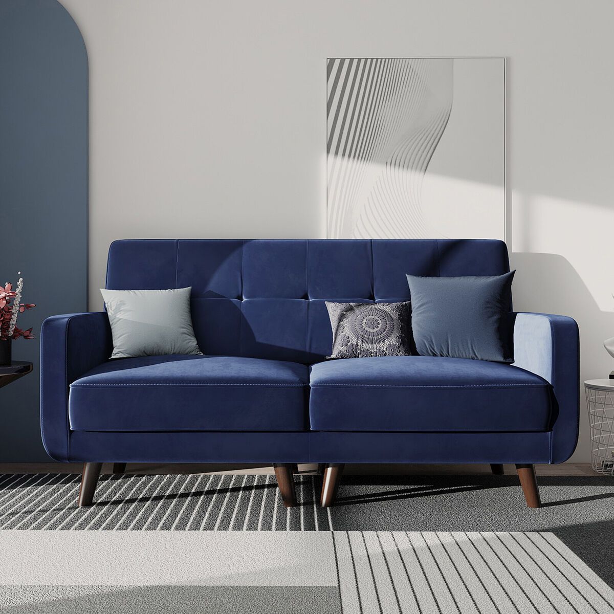 Velvet Tufted Loveseat Modern 2 Seater Sofa Couch For Living Room Small  Space | Ebay Within Small Love Seats In Velvet (View 11 of 15)