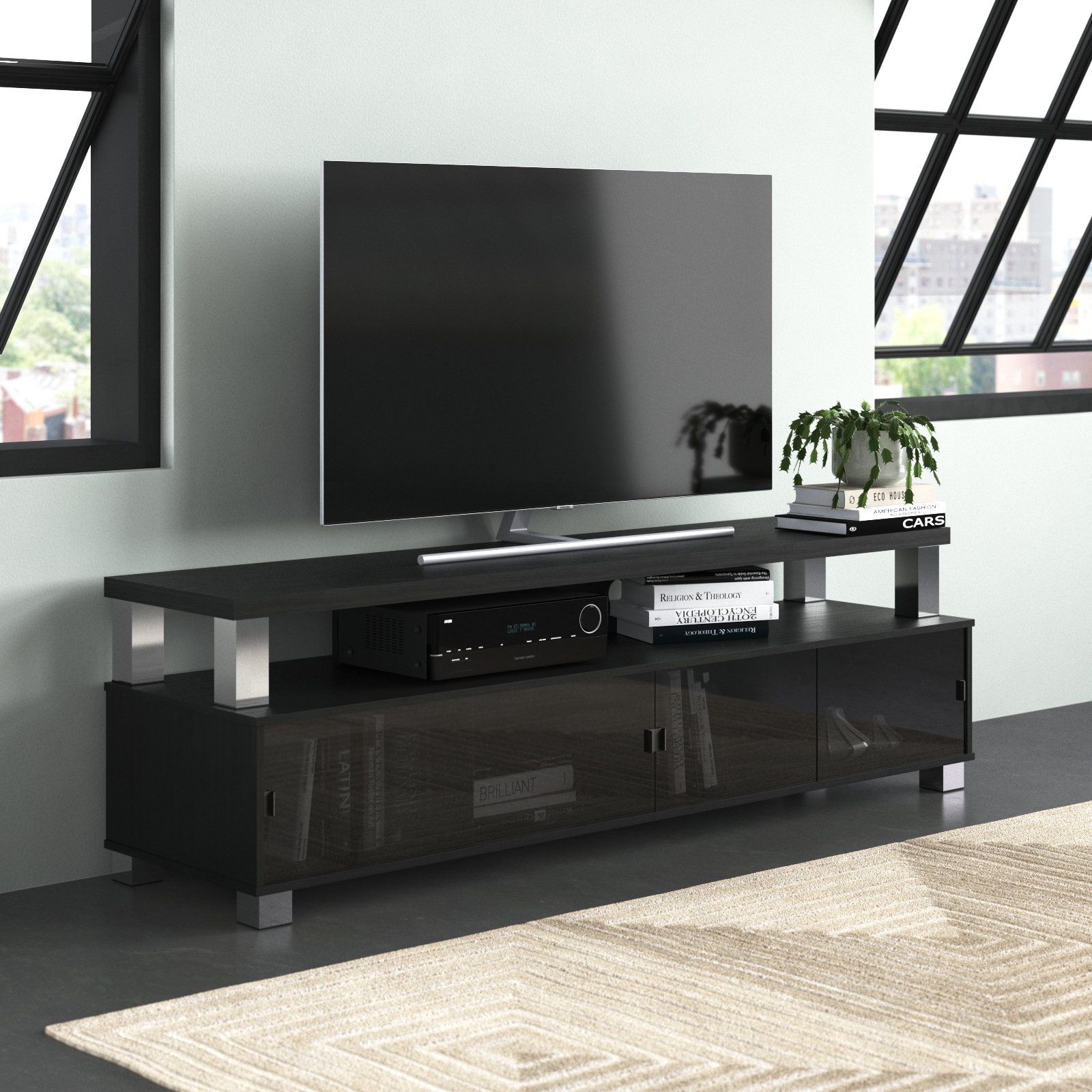 Wade Logan® Kendari Extra Wide Tv Stand For Tvs Up To 95" & Reviews |  Wayfair Inside Wide Entertainment Centers (Photo 14 of 15)