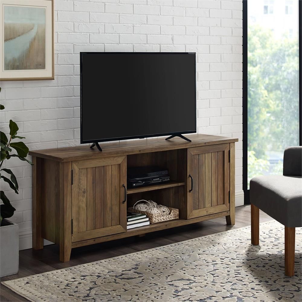 Walker Edison 58 In. Modern Farmhouse Tv Stand (rustic Oak ) W58cs2dro Intended For Modern Farmhouse Rustic Tv Stands (Photo 10 of 15)