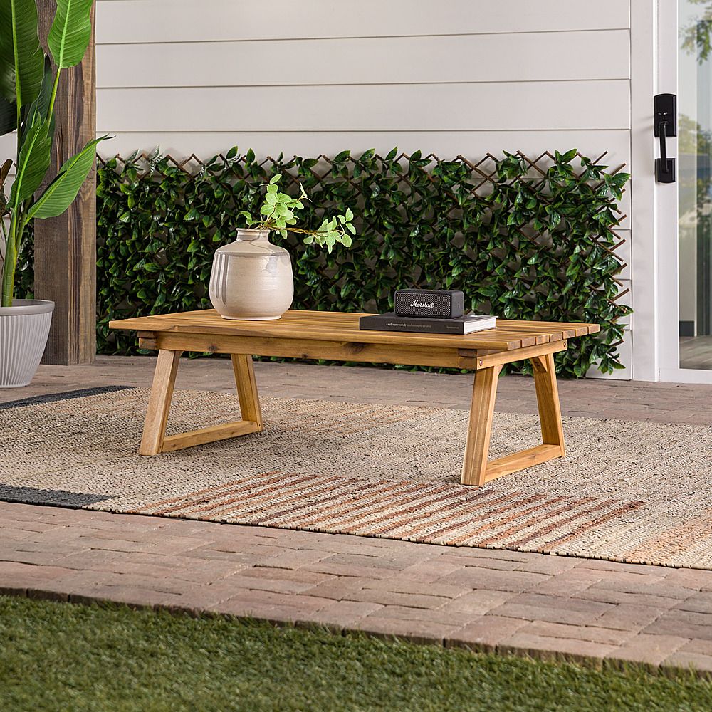 Walker Edison Modern Solid Acacia Wood Slatted Outdoor Coffee Table Natural  Bbrodctnl – Best Buy Inside Natural Outdoor Cocktail Tables (Photo 14 of 15)
