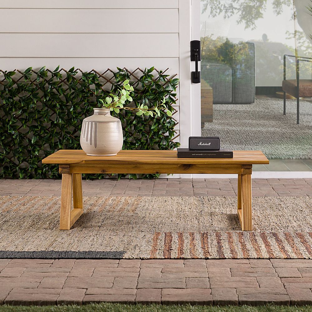 Walker Edison Modern Solid Acacia Wood Slatted Outdoor Coffee Table Natural  Bbrodctnl – Best Buy Intended For Natural Outdoor Cocktail Tables (Photo 7 of 15)