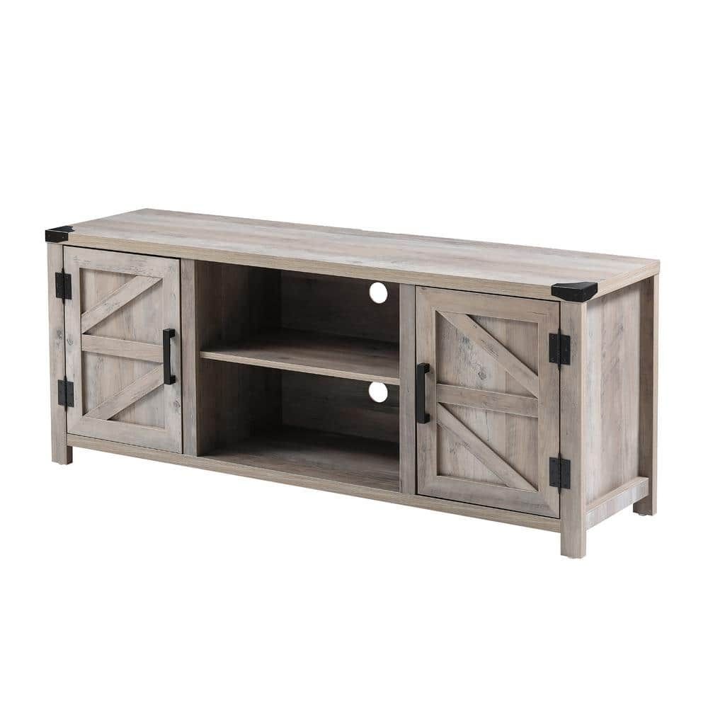 Wampat 59 In. Farmhouse Gray Tv Stand Barn Door Entertainment Center Fits  Tv's Up To 65 In (View 9 of 15)
