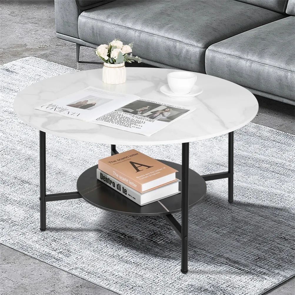 Waterproof Modern Simple Stone Marble Round Coffee Table Cocktail Home  Furniture | Ebay Regarding Waterproof Coffee Tables (View 8 of 15)