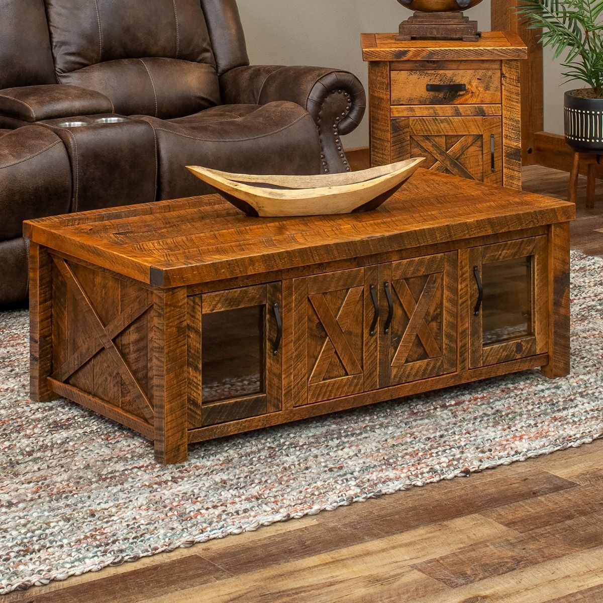 Western Winds Enclosed Coffee Table With 4 Doors Pertaining To Coffee Tables With Storage And Barn Doors (View 3 of 15)