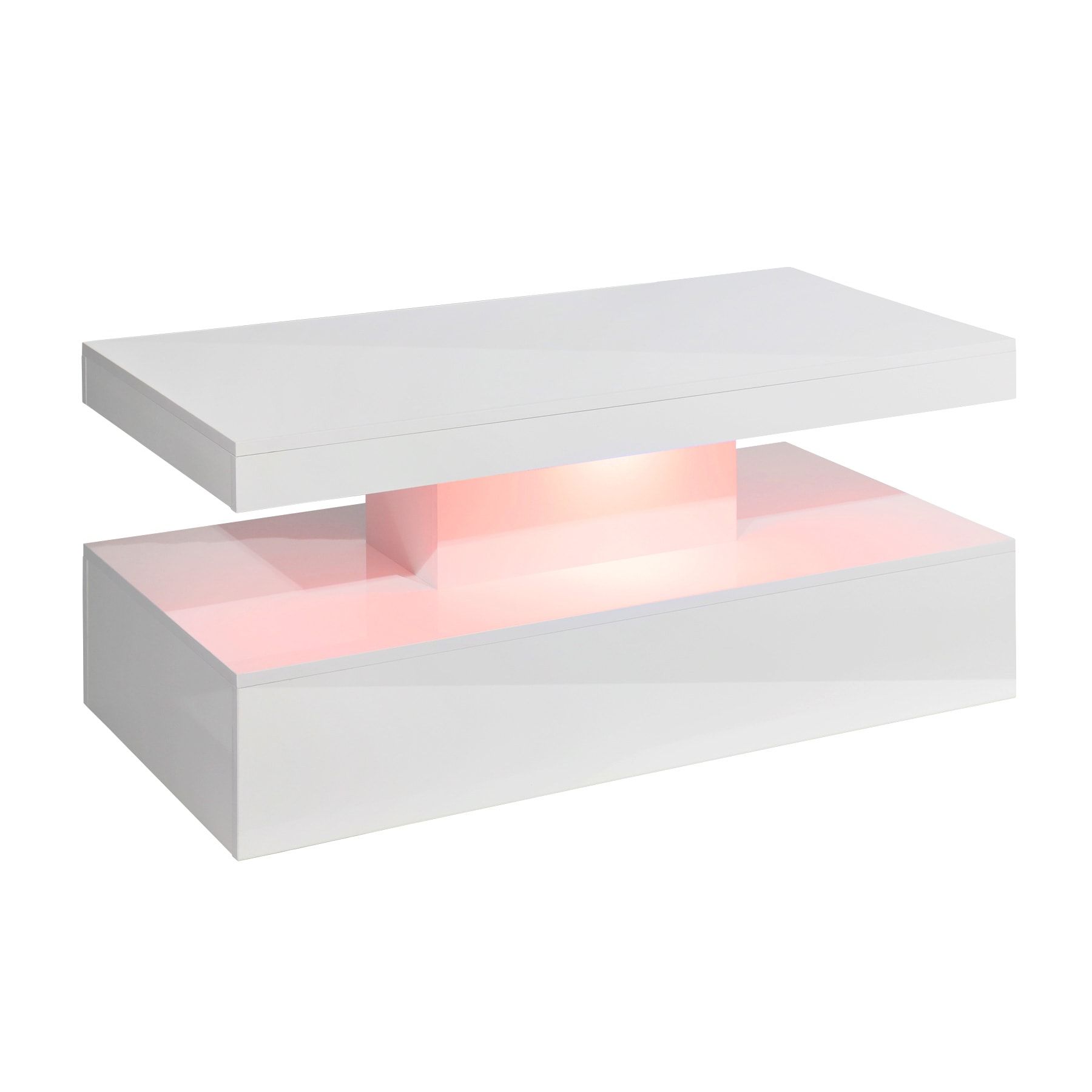 White Coffee Table With Rgb Led Lighting | Mmt Furniture Intended For Rectangular Led Coffee Tables (View 12 of 15)