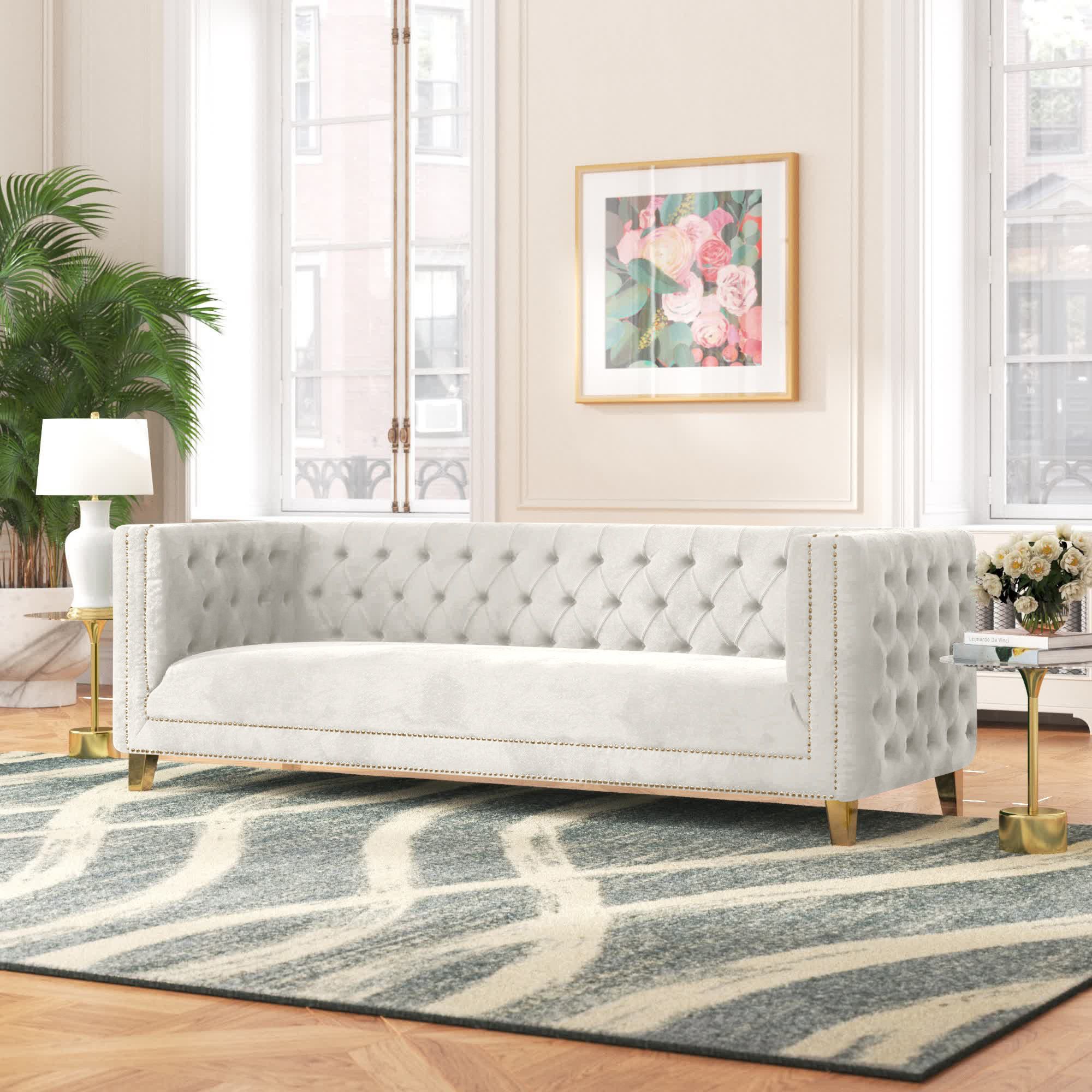Willa Arlo Interiors Sickels 90'' Upholstered Sofa & Reviews | Wayfair Throughout Tufted Upholstered Sofas (Photo 4 of 15)
