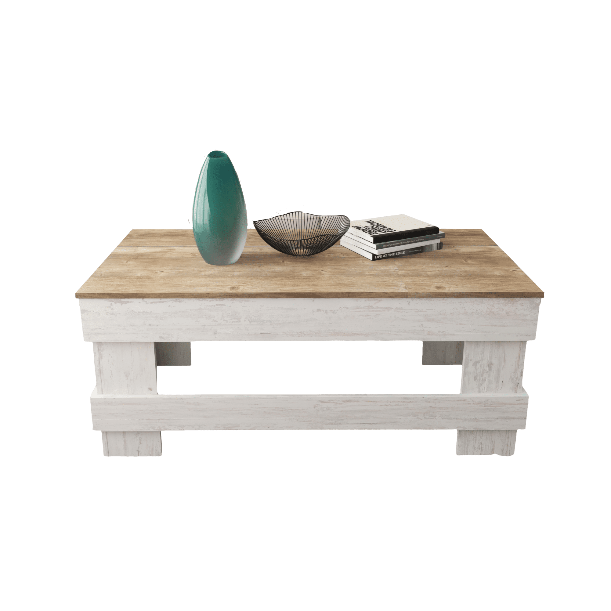 Woven Paths Reclaimed Wood Coffee Table, Natural/white – Walmart For Woven Paths Coffee Tables (Photo 1 of 15)