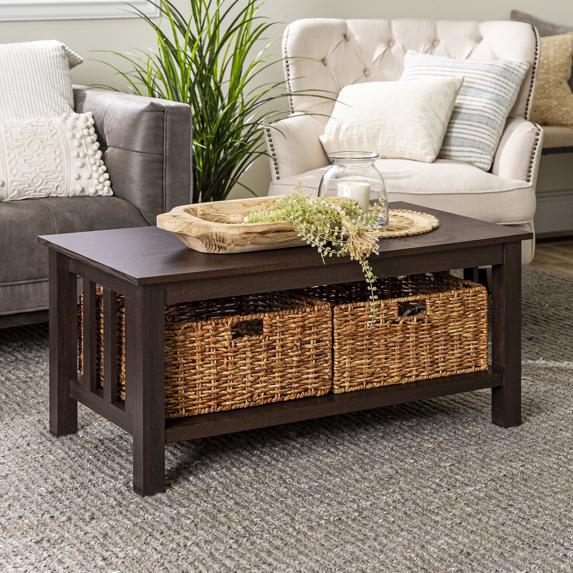 Woven Paths Traditional Storage Coffee Table With Bins, Espresso –  Walmart In Woven Paths Coffee Tables (View 5 of 15)
