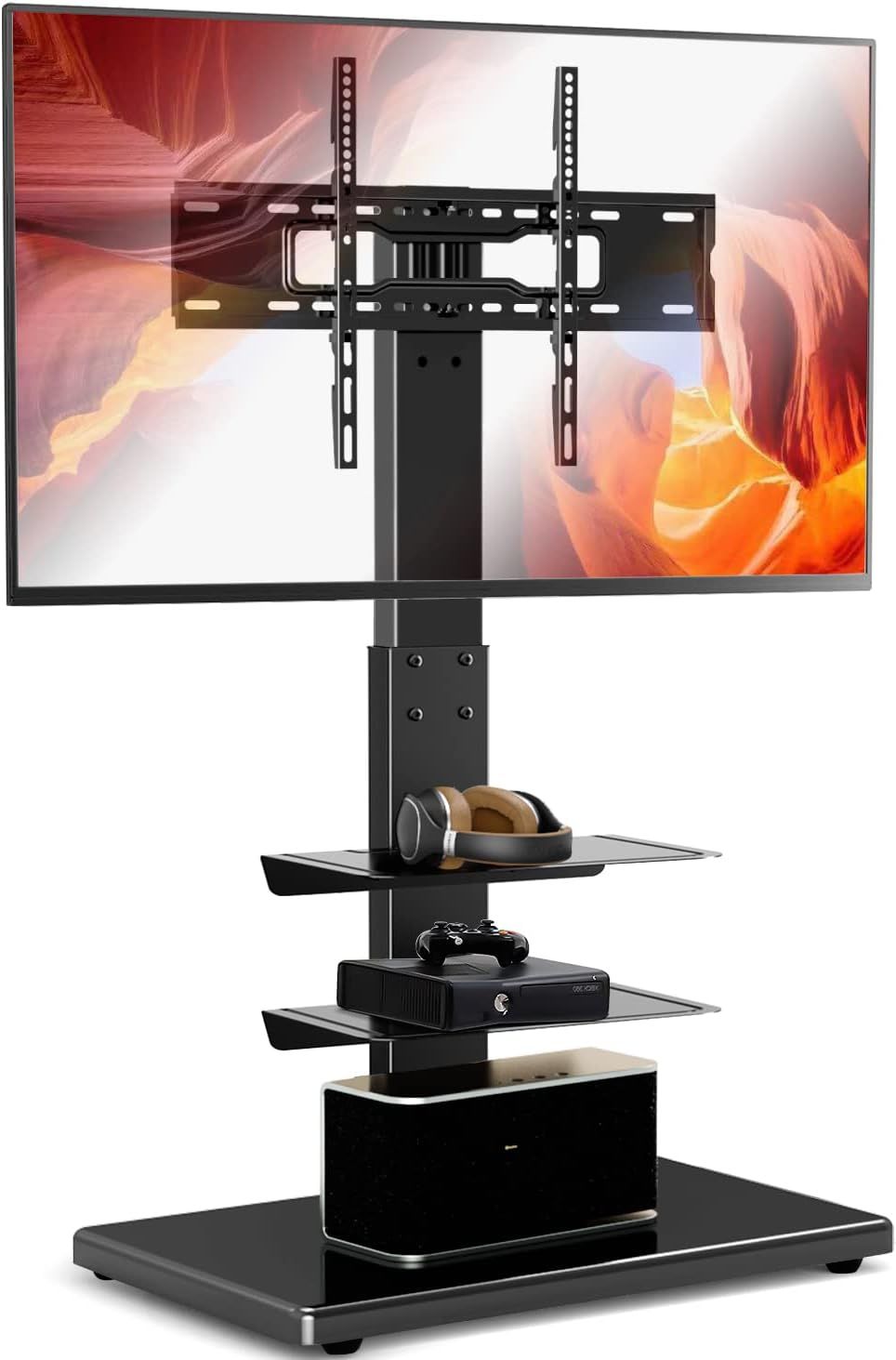 Yomt Floor Tv Stand With Sturdy Wood Base, Tall India | Ubuy In Universal Floor Tv Stands (Photo 7 of 15)