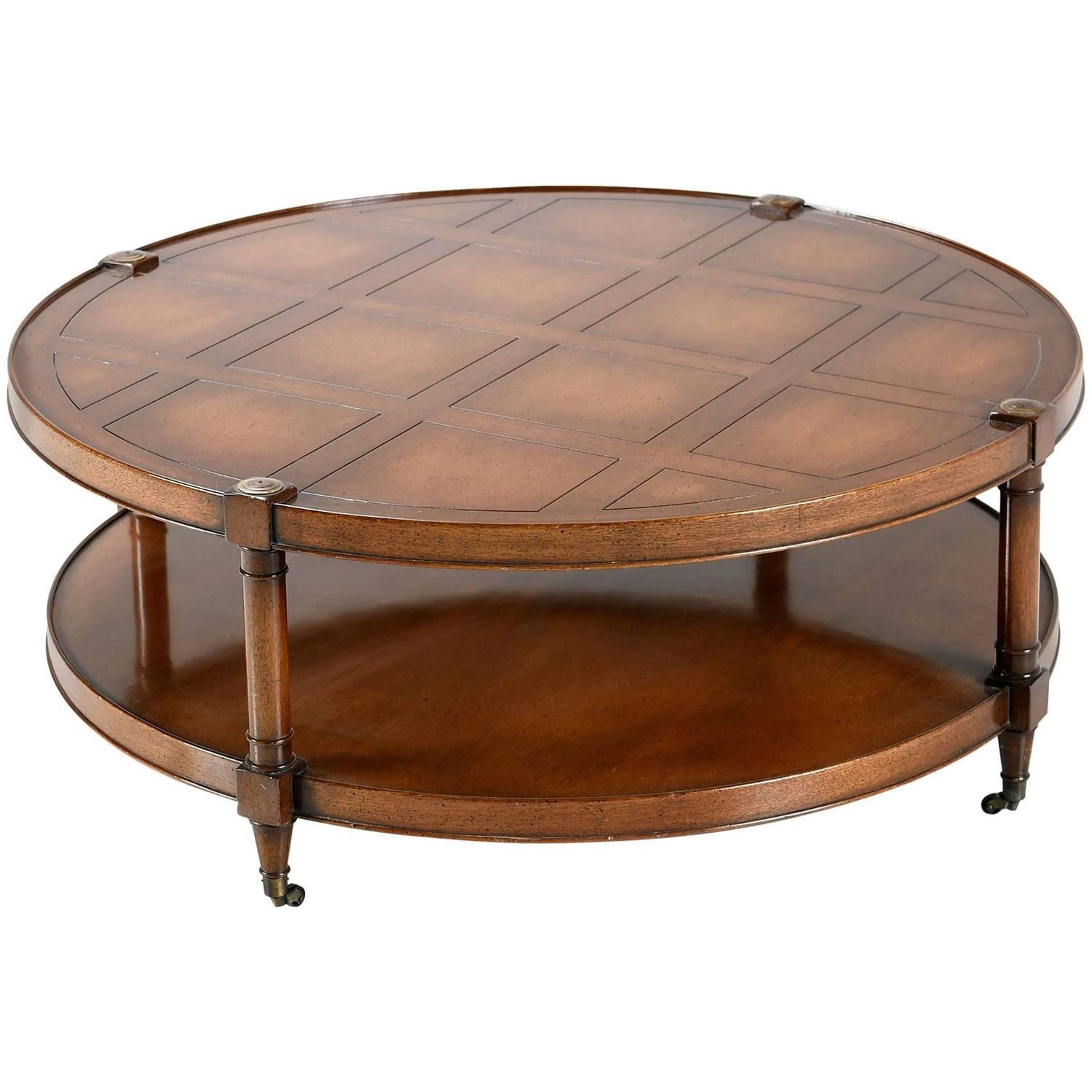 Heritage Mahogany Round Coffee Table On Casters | Coffee Table Vintage Regarding American Heritage Round Coffee Tables (View 14 of 15)