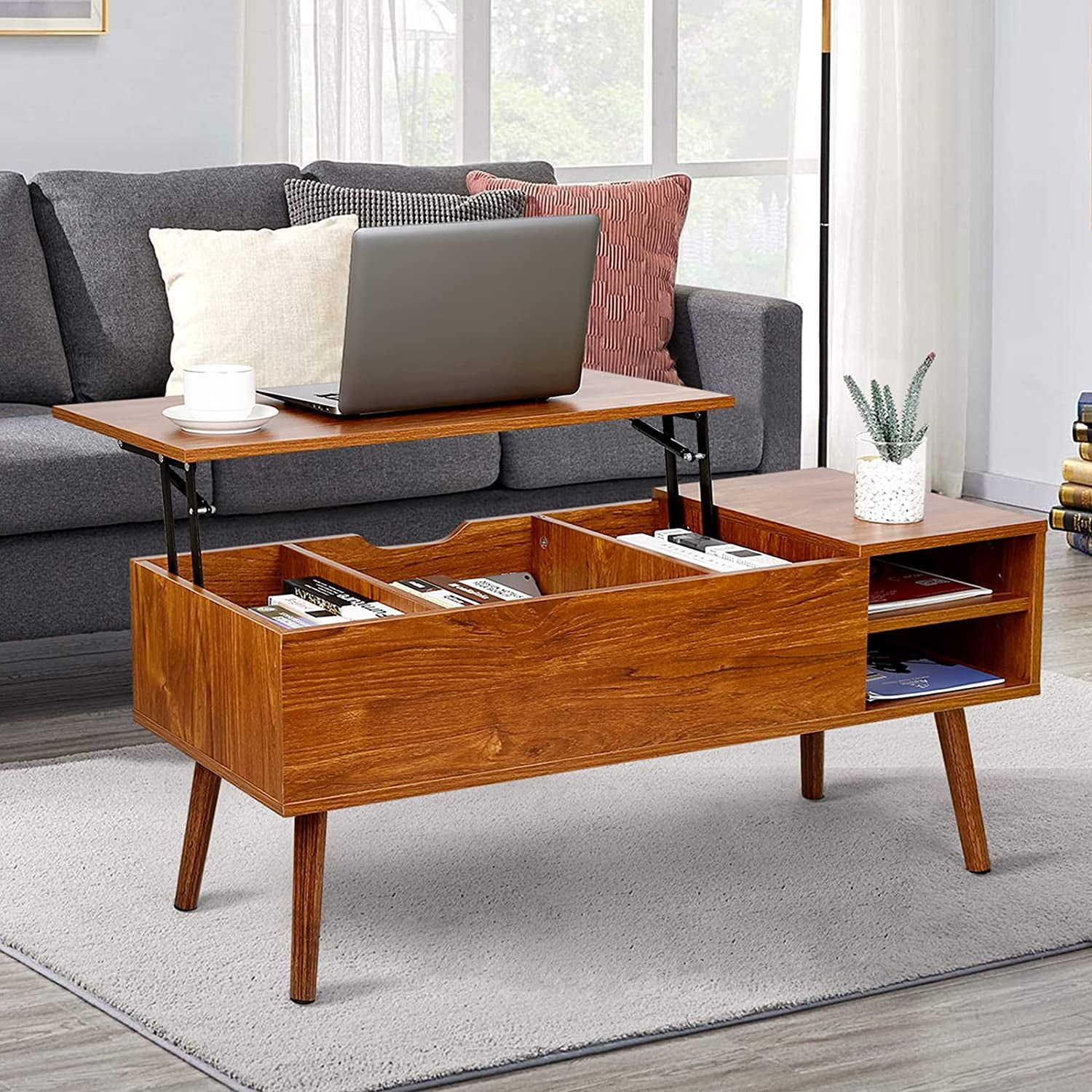 Modern Lift Top Coffee Table With Hidden Compartment Storage,adjustable Pertaining To Lift Top Coffee Tables With Hidden Storage Compartments (View 2 of 15)