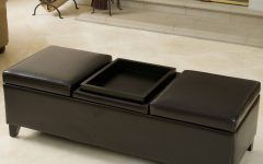 Brown Leather Ottoman Coffee Tables with Storages