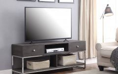 Modern Black Tv Stands on Wheels with Metal Cart