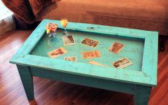 10 Photos Coffee Table with Glass Top