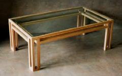 Table Top Glass Wood Coffee Table