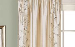 Ofloral Embroidered Faux Silk Window Curtain Panels