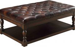 Round Leather Storage Ottoman Coffee Table