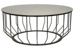 Round Metal and Glass Coffee Table with Shelf
