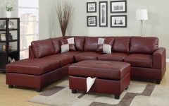 Red Leather Sectional Sofas with Ottoman