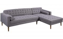 Element Right-side Chaise Sectional Sofas in Dark Gray Linen and Walnut Legs
