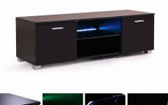 57'' Led Tv Stands with Rgb Led Light and Glass Shelves