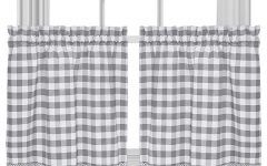 Classic Navy Cotton-blend Buffalo Check Kitchen Curtain Sets