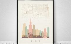 20 Inspirations Chicago Map Wall Art