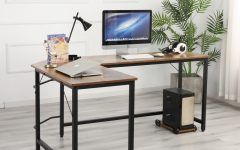 White Glass and Natural Wood Office Desks
